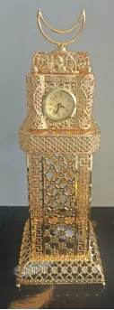 Islamic decorative clock tower gold metal craft for Majlis home decor and Muslim gift